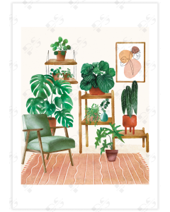 A bright poster depicting a plants room